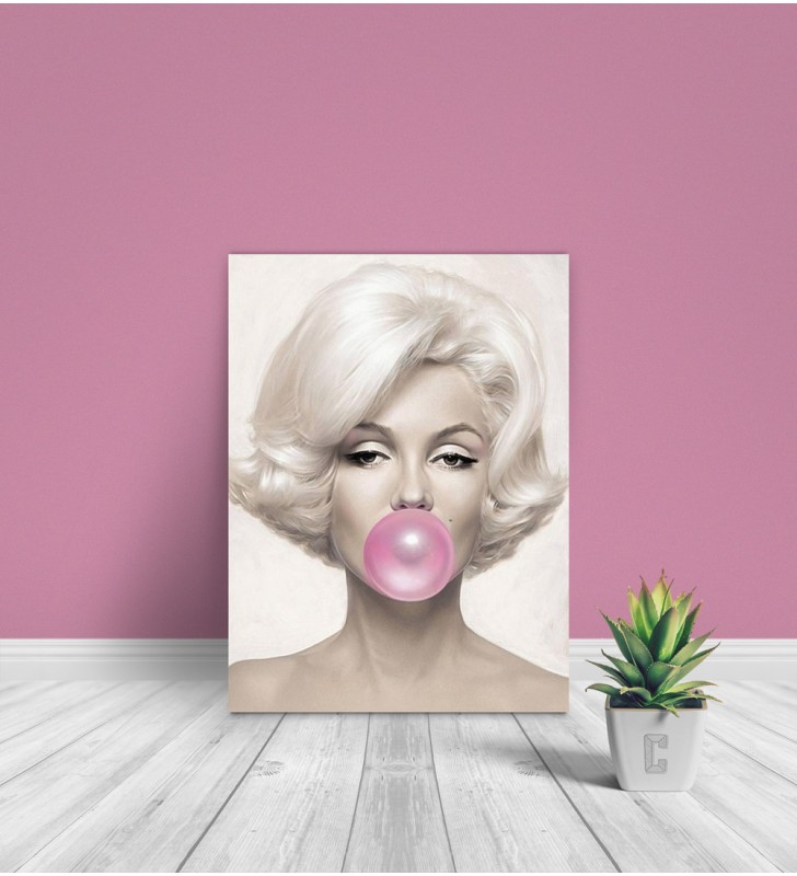 pr1841a Πίνακας σε καμβά Marilyn Monroe Pink Bubble