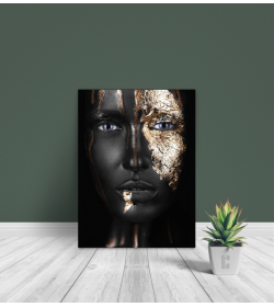 Πίνακας Σε Καμβά : woman dark skin gold makeup art 4