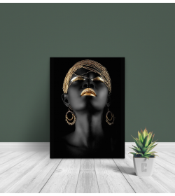 Πίνακας Σε Καμβά : woman dark skin gold makeup art