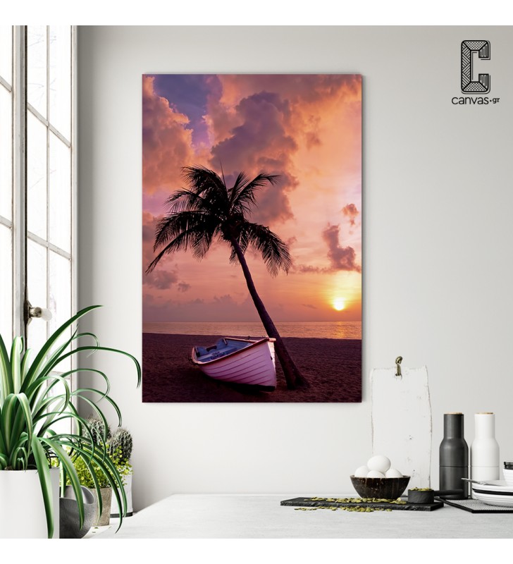 Πίνακας Σε Καμβά Φοίνικας βάρκα ηλιοβασίλεμα θάλασσα