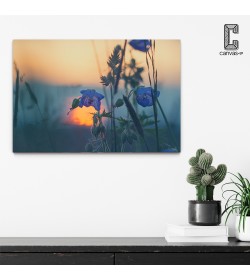 Πίνακας Σε Καμβά Μωβ Άνθη - Ηλιοβασίλεμα