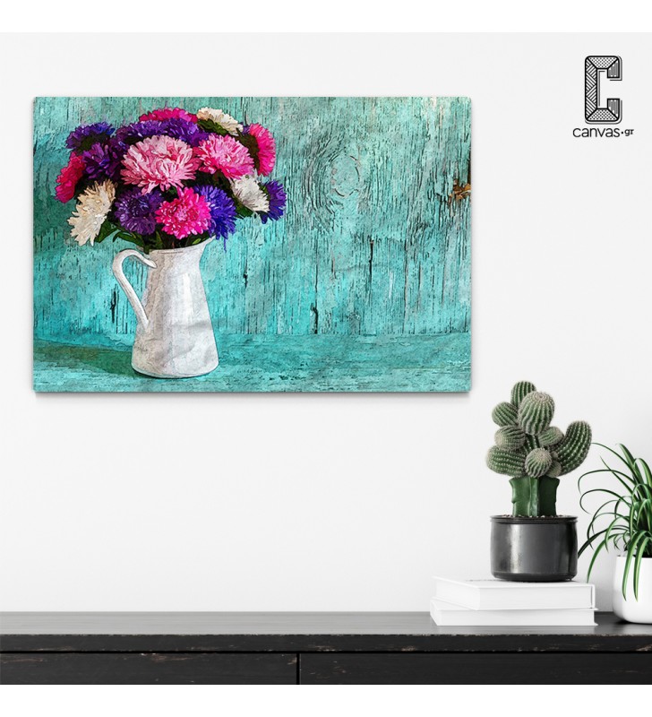 Πίνακας Σε Καμβά Πολύχρωμα Λουλούδια σε Βάζο