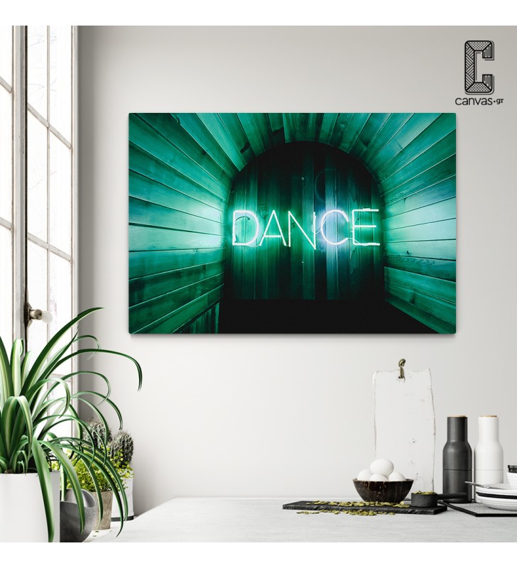 Πίνακας σε καμβά DANCE Επιγραφή Neon