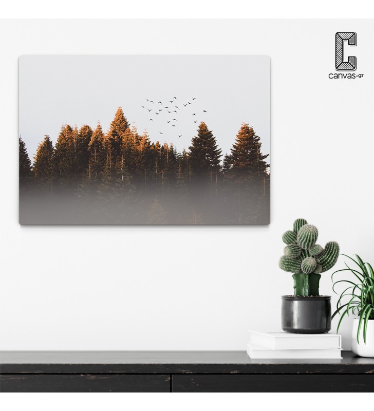 Πίνακας σε καμβά Σμήνος Πουλιών σε Δάσος