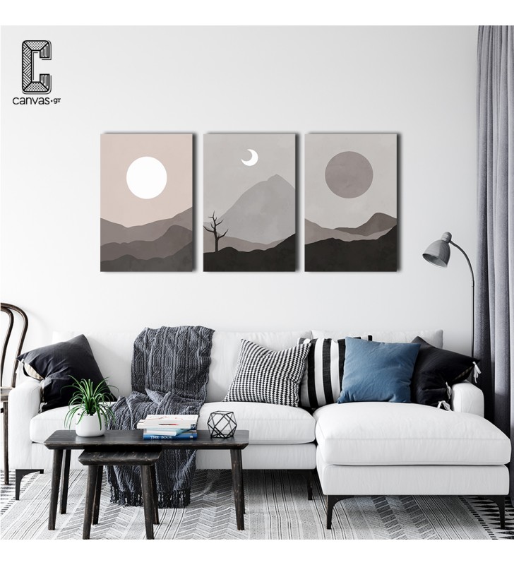 Σύνθεση με πίνακες καμβάδες 30x40 - 3 Τεμάχια - Minimalistic Moon