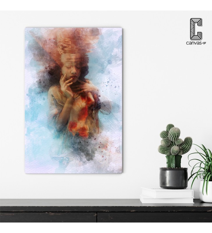 Πίνακας σε καμβά Woman In Waves Watercolor Effect