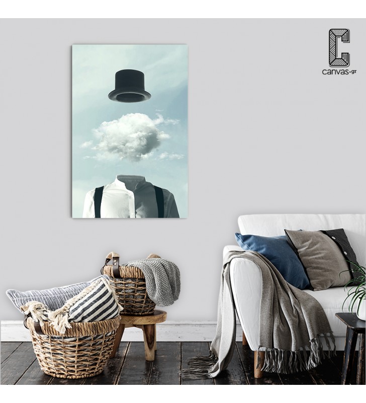 Πίνακας σε καμβά Surreal man heads in the clouds