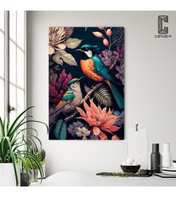 Πίνακας σε καμβά Beautiful floral and birds