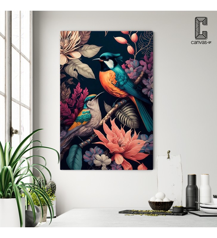 Πίνακας σε καμβά Beautiful floral and birds